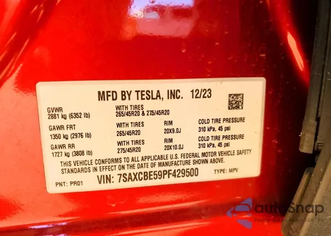2023 Tesla Model X from USA, damaged, VIN 7SAXCBE59PF429500